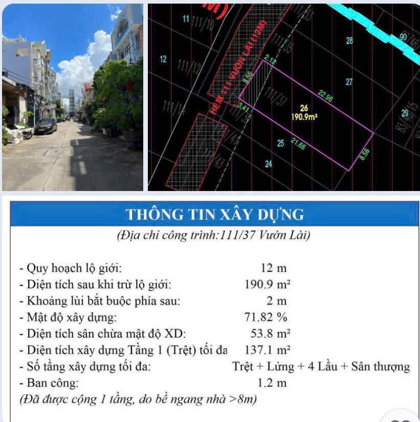 Bán Nhà hẻm Vườn Lài 8.55m x 25m Cấp 4